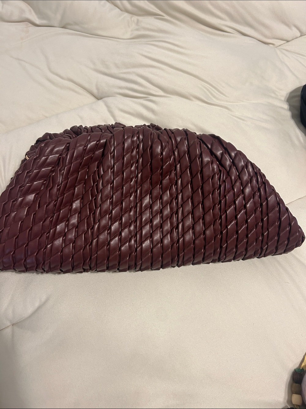 Anthropologie Woven Leather Clutch in Wine